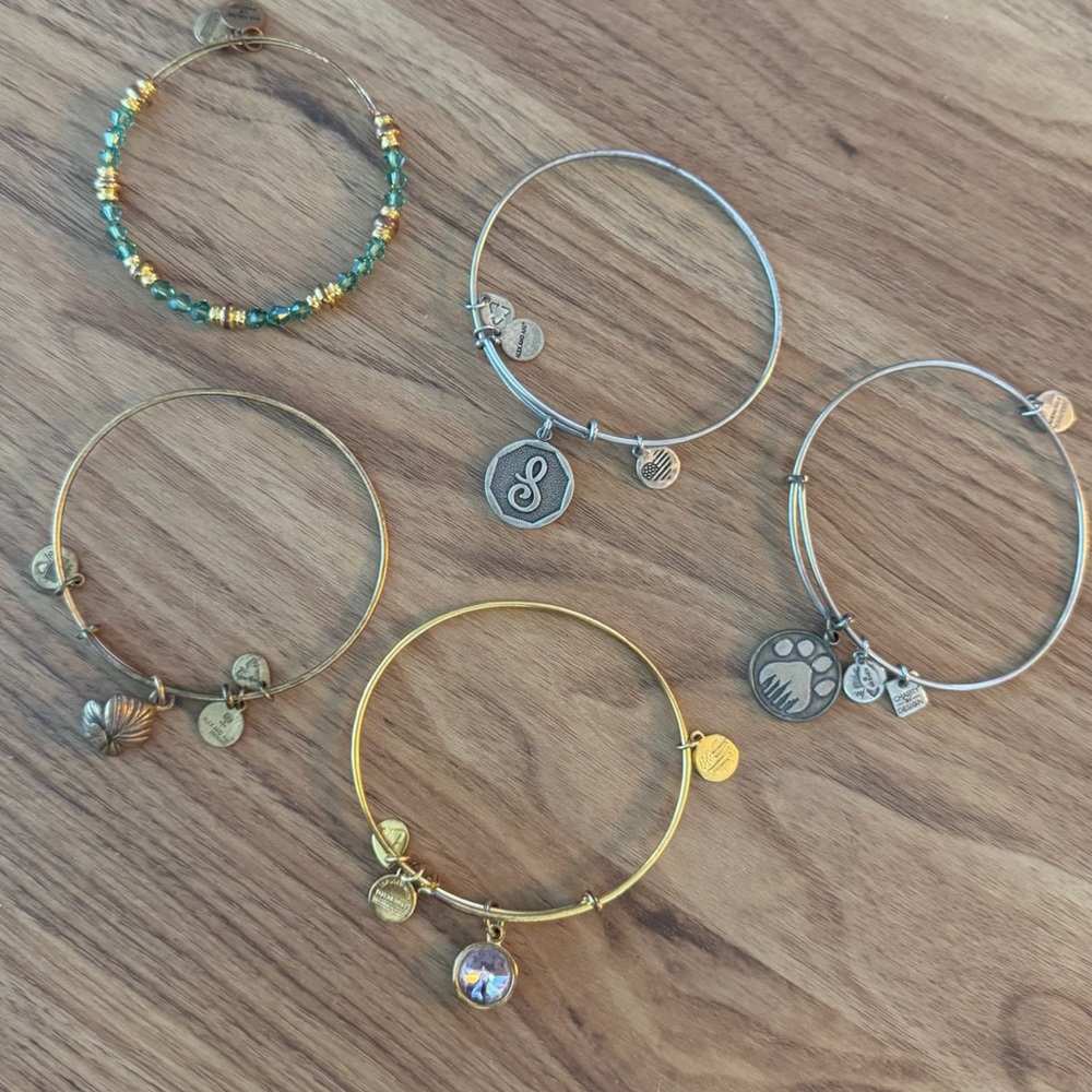 Rare Vintage Alex and Ani Y2K Collectible Bangle Charm Bracelet Lot $165+ Value